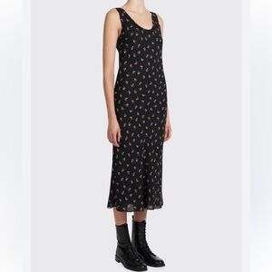 Theory Tulip Floral Print Scoop Neck Silk Dress NWOT Size Medium